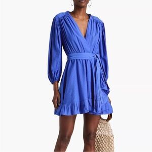 MAJE Ruffled jacquard mini wrap dress (105)